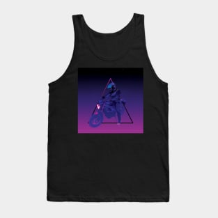 Biker on motorcycle Synthwave style Tank Top